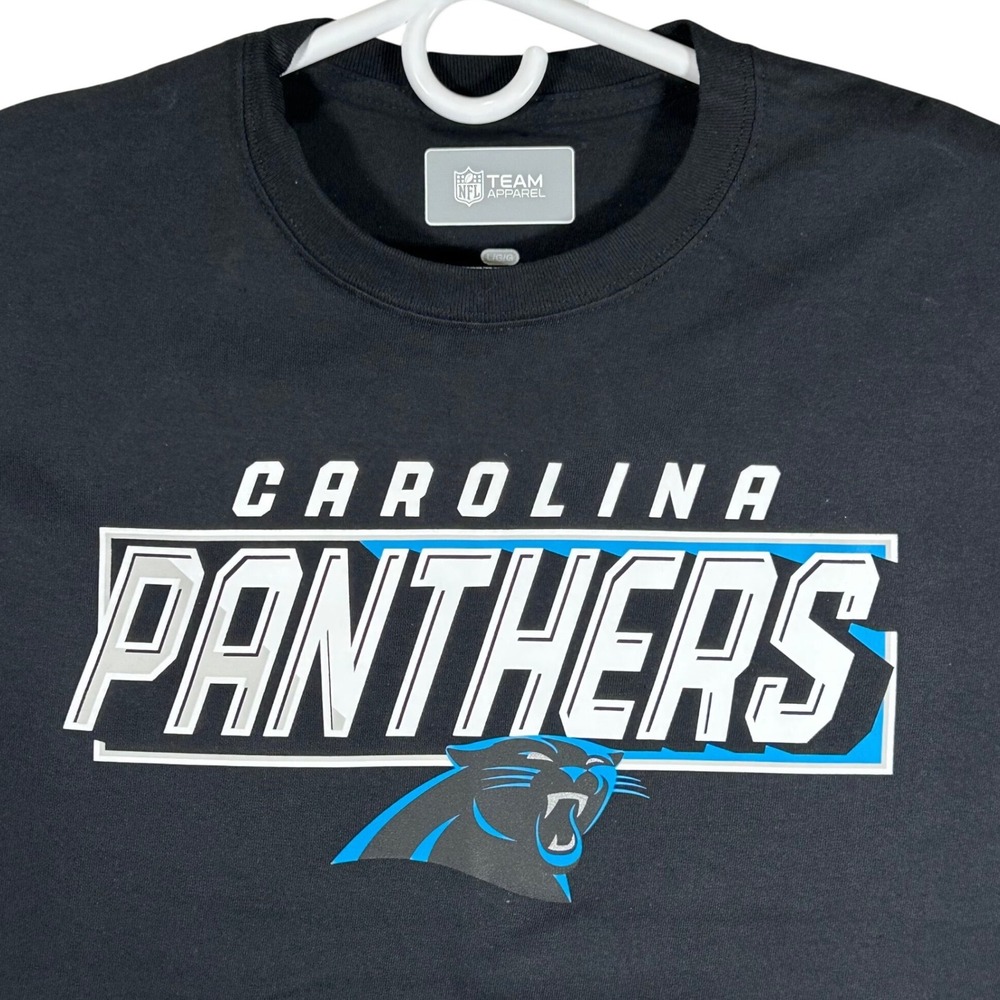 NFL Team Apparel Carolina Panthers Mens Black Graphic T-Shirt Size Large New